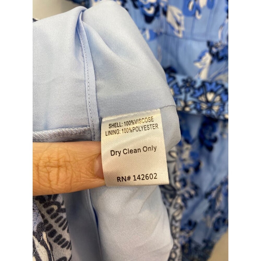 Sail to Sable Blue Floral Belted Ruffle Hem Shirt Dress Style Charade Size XXL - Picture 7 of 7